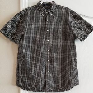 Gap Men's fitted short sleeve shirt Brown Plaid